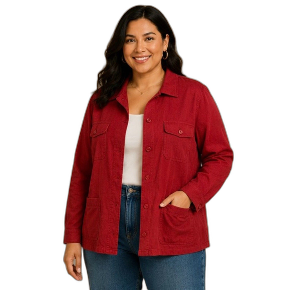 Studio Works Women’s Red Button-Up Utility Jacket- Size 18W